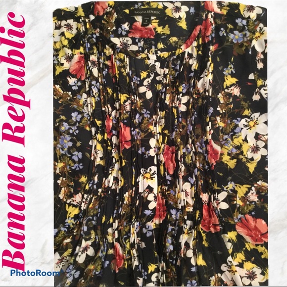 Banana Republic Floral Ruffled Long Sleeve Top. - Picture 4 of 4